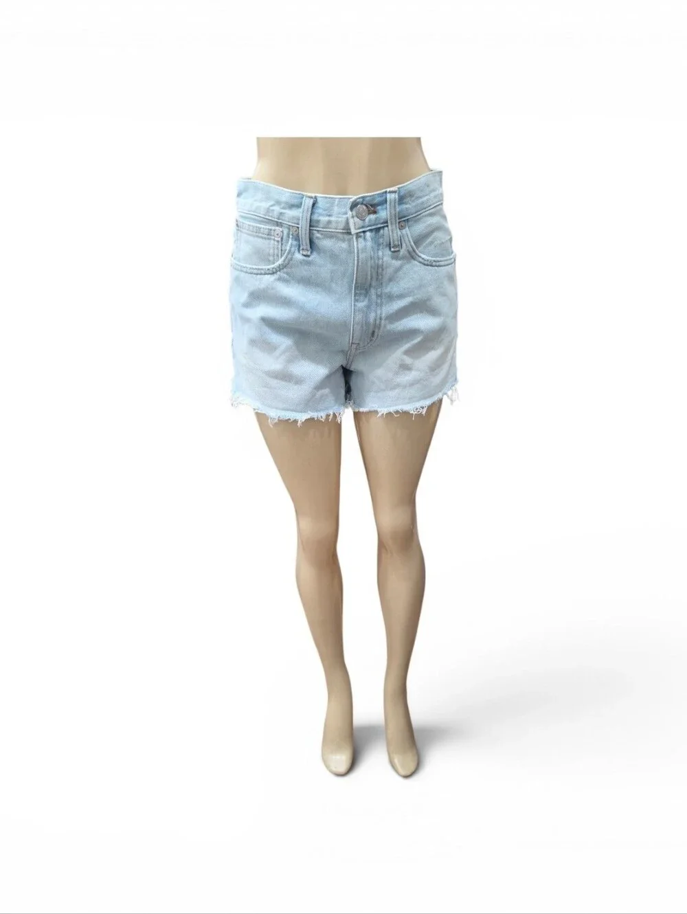 Madewell Essen Wash Relaxed Denim Shorts Light Wash Raw Hem Size 25 DM5801